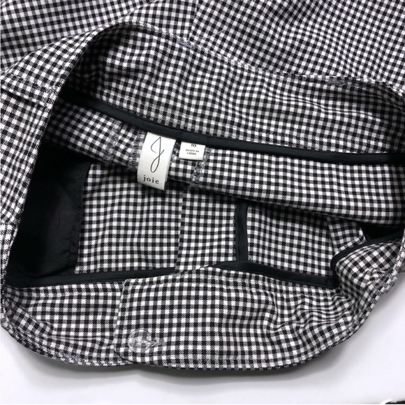 Joie High Rise Women's Pants Black White Gingham Plaid Career Ankle Crop size 10 - Picture 7 of 16
